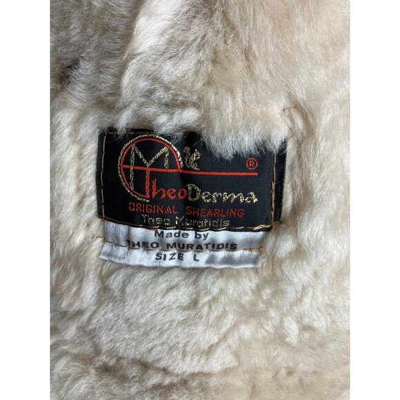 Vintage Brown Suede Shearling Coat With Faux Fur Lining & Button Closures Mens L - Picture 8 of 11